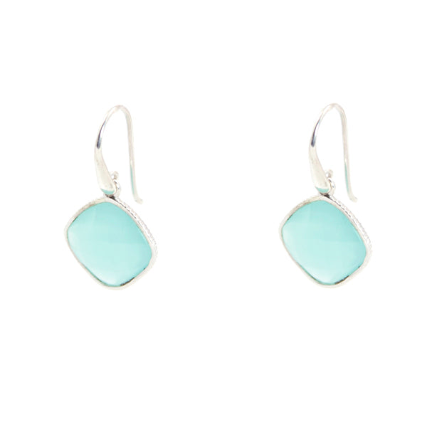 KenSu Jewelry Diamond Shape Dangle Earrings - with Chalcedony Hand Made Jewelry
