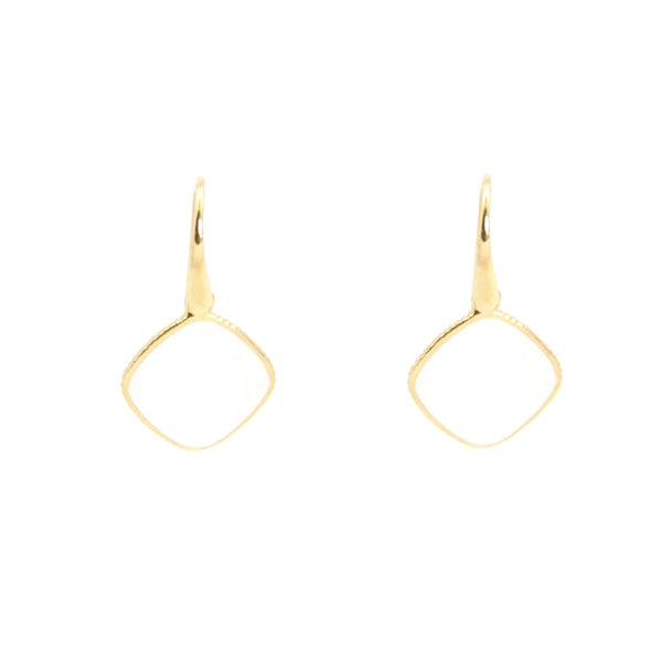 KenSu Jewelry Diamond Shape Dangle Earrings - with Moonstone Gold Plated Hand Made Jewelry