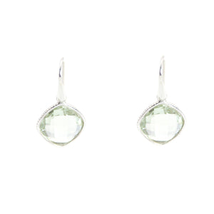 KenSu Jewelry Diamond Shape Dangle Earrings - with Green Amethyst Hand Made Jewelry