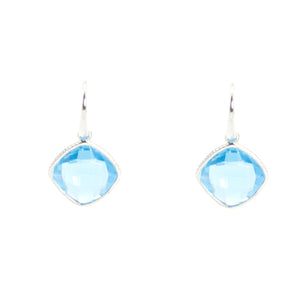 KenSu Jewelry Diamond Shape Dangle Earrings - with Blue Topaz Hand Made Jewelry