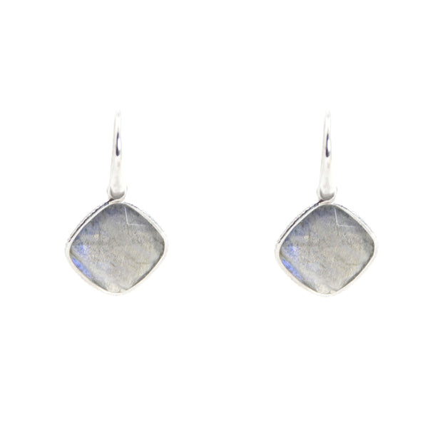 KenSu Jewelry Diamond Shape Dangle Earrings - with Labradorite Hand Made Jewelry