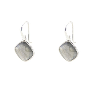 KenSu Jewelry Diamond Shape Dangle Earrings - with Labradorite Hand Made Jewelry