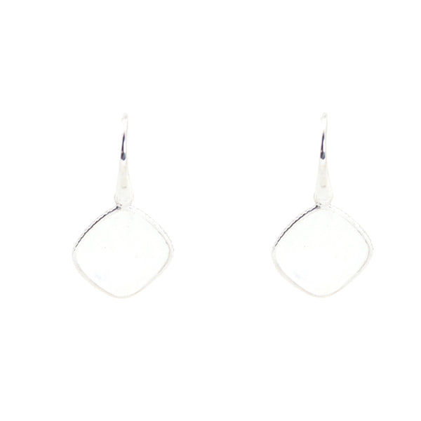 KenSu Jewelry Diamond Shape Dangle Earrings - with Moonstone Hand Made Jewelry