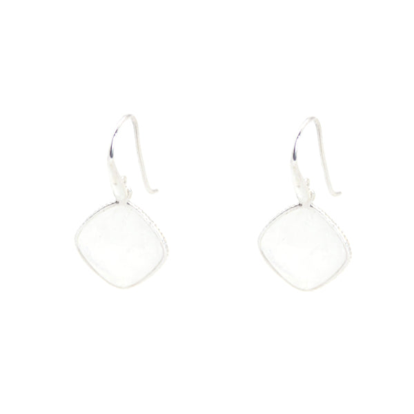 KenSu Jewelry Diamond Shape Dangle Earrings - with Moonstone Hand Made Jewelry