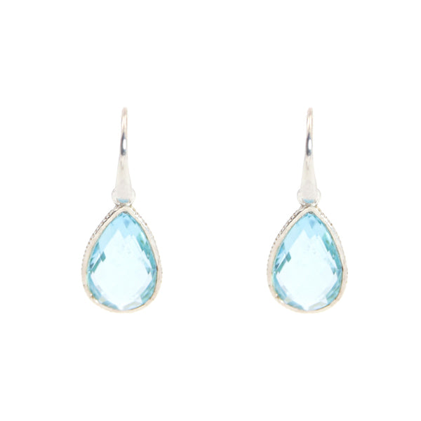 KenSu Jewelry Drop Earrings - with Blue Topaz Framed Hand Made Jewelry