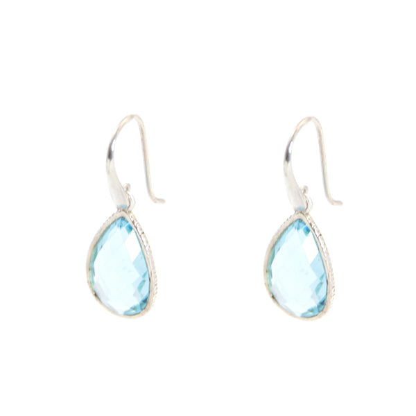 KenSu Jewelry Drop Earrings - with Blue Topaz Framed Hand Made Jewelry