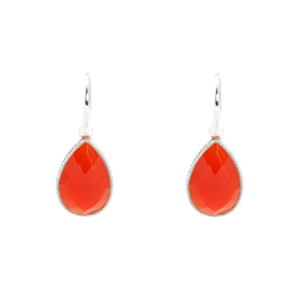 KenSu Jewelry Drop Earrings - with Carnelian Framed Hand Made Jewelry