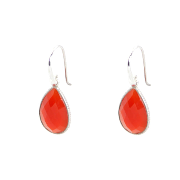 KenSu Jewelry Drop Earrings - with Carnelian Framed Hand Made Jewelry
