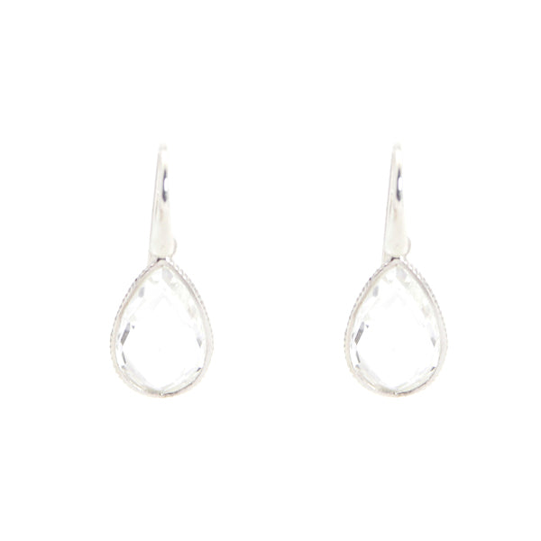 KenSu Jewelry Drop Earrings - with Crystal Quartz Framed Hand Made Jewelry