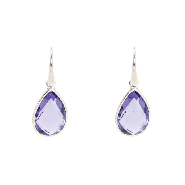 KenSu Jewelry Drop Earrings - with Iolite Framed Hand Made Jewelry