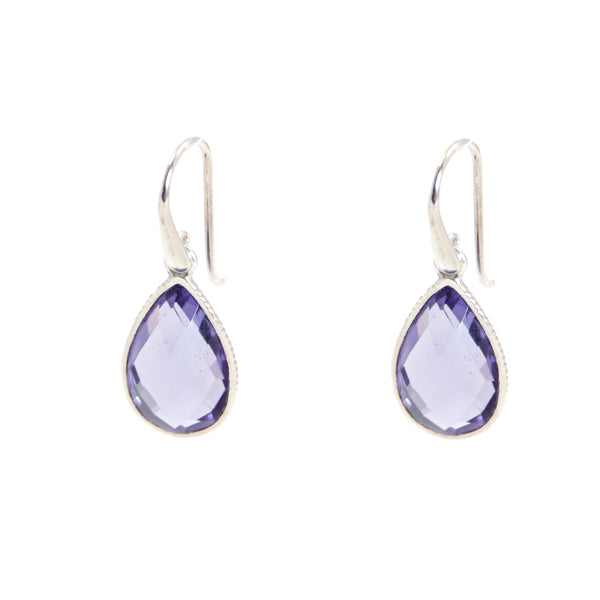 KenSu Jewelry Drop Earrings - with Iolite Framed Hand Made Jewelry