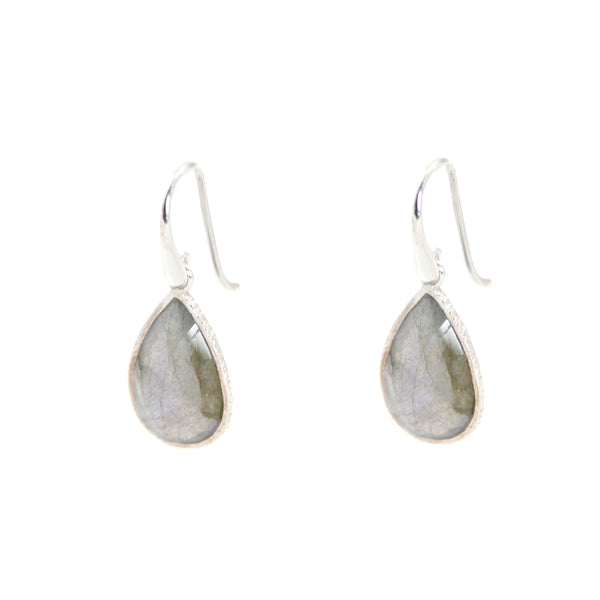 KenSu Jewelry Drop Earrings - with Labradorite Framed Hand Made Jewelry