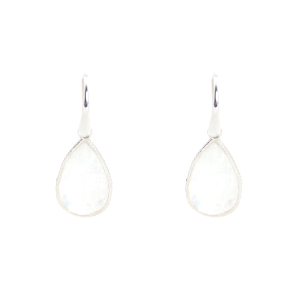 KenSu Jewelry Drop Earrings - with Moonstone Framed Hand Made Jewelry