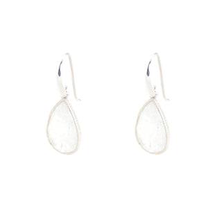 KenSu Jewelry Drop Earrings - with Moonstone Framed Hand Made Jewelry