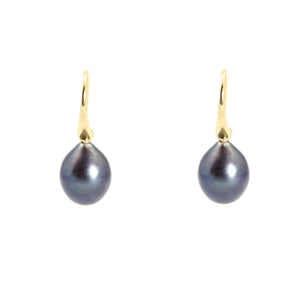KenSu Jewelry Drop Earrings - with Black Pearl and Gold Plated Silver Hand Made Jewelry