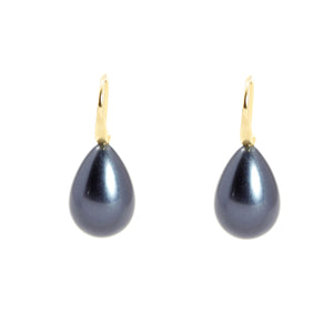 KenSu Jewelry Drop Earrings - with Black Swarovski Pearl with Gold Plating Hand Made Jewelry