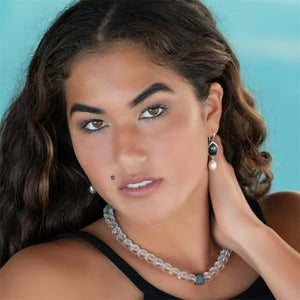 KenSuJewelry Drop Frame dangle Pearl with Yellow Sapphire 