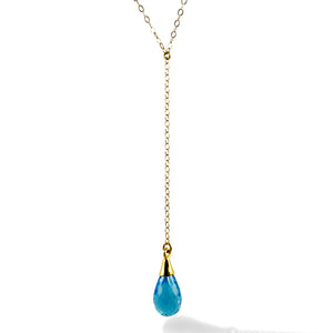 Gold Filled Necklace with Blue Topaz Pendant