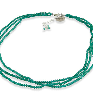 3 Line Green Aventurine Bead Necklace 