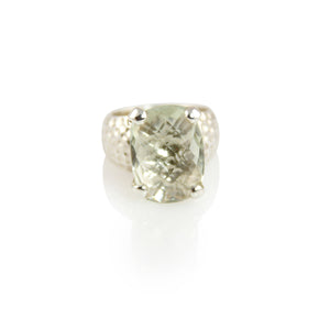 KenSuJewelry Hammered Prong Ring Oval Square Green Amethyst