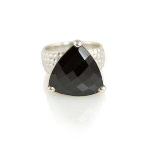 kenSuJewelry Hammered Prong Triangle Black Onyx 