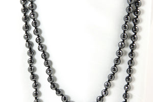 Necklace - Beaded Hematite 56"