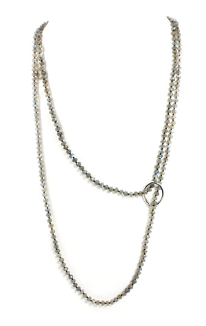 Necklace - Beaded Labradorite Stones 56"