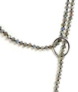 Necklace - Beaded Labradorite Stones 56"