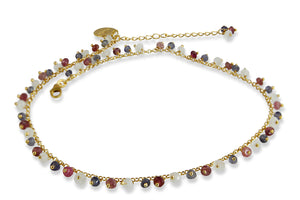 Mini Chain Necklace with Multi Colour Tourmaline Charms G.P.