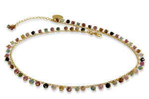 Multi Stone Necklace with Aquamarine, Tourmaline, Peridot, Moonstone and Sapphire G.P
