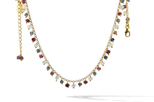 Mini Chain Necklace with Multi Colour Tourmaline Charms G.P.