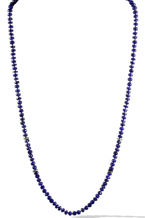 KenSuJewelry Necklace Lapis Lazuli Handcut Disk Beads with Diamond Spacers