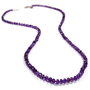 Necklace - Beaded Amethyst Stones 34"