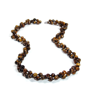 Necklace - Beaded Tiger Eye 56" Maroon