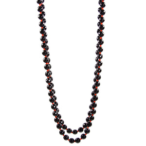 Necklace - Beaded Black Onyx 56" Red