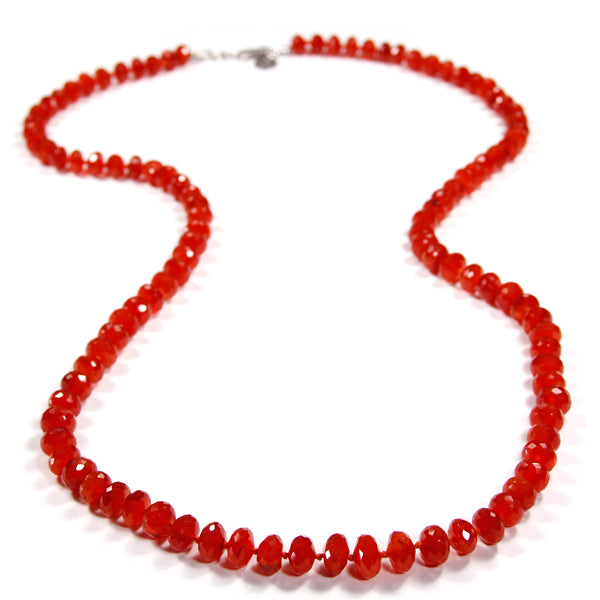 Necklace - Beaded Carnelian Hand Cut Stones 19"