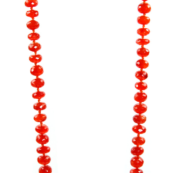 Necklace - Beaded Carnelian Hand Cut Stones 19"