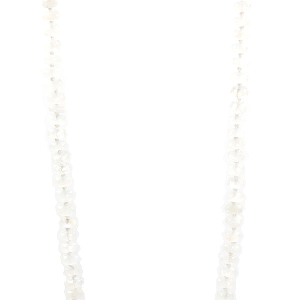 Necklace - Beaded Rainbow Moonstone & Diamond Spacers 40"