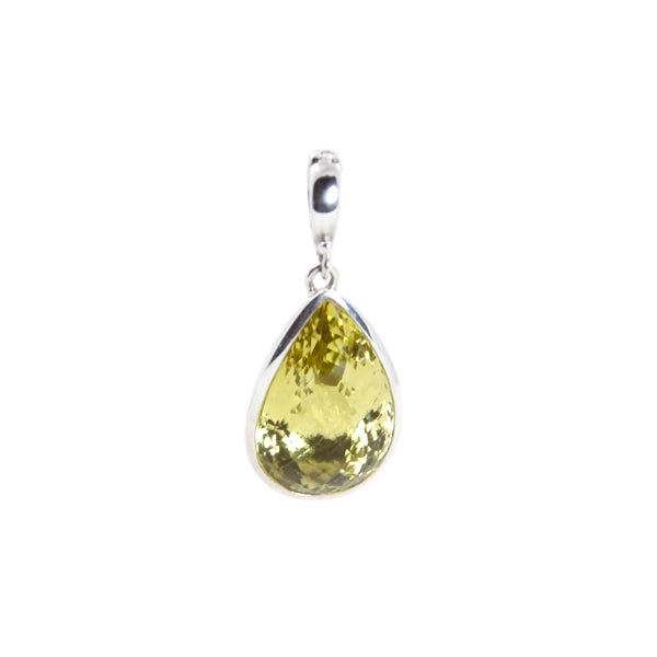 Pendant - Clip On Lemon Quartz Sterling Silver