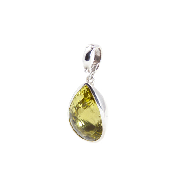 Pendant - Clip On Lemon Quartz Sterling Silver