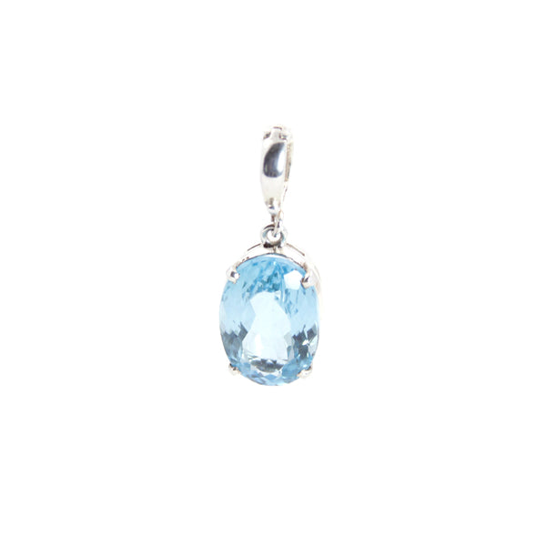 Pendant - Clip On Swiss Blue Topaz Sterling Silver