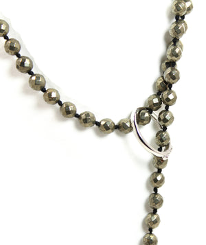 Necklace - Beaded Pyrite Stones 56"