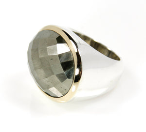 Ring - Signature Pyrite Oval Cut 14ct Gold Sterling & Silver
