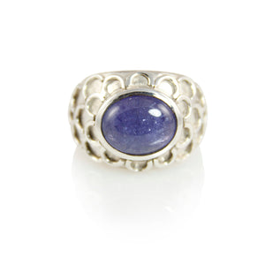 KenSuJewelry Raj Style Ring with Oval Horizontal Tanzanite 