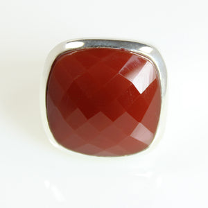 Ring - Signature Red Agate Square Cut Sterling Silver