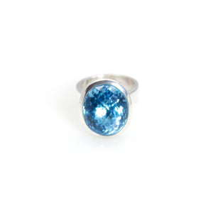 KenSu Jewelry Blue Topaz Bowl Ring Sterling Silver