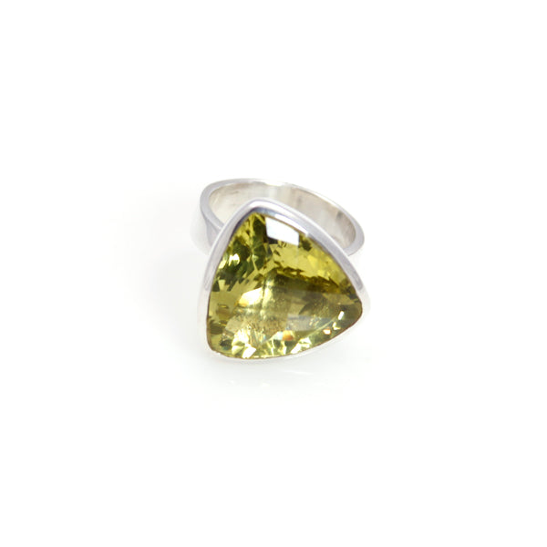 Ring - Bowl Lemon Quartz Triangle Cut Sterling Silver