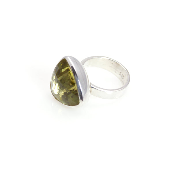 Ring - Bowl Lemon Quartz Triangle Cut Sterling Silver