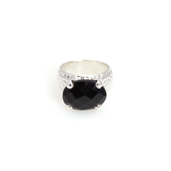 Ring - Prong Black Onyx Oval Cut Sterling Silver