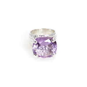 Ring - Prong Amethyst Square Cut Sterling Silver